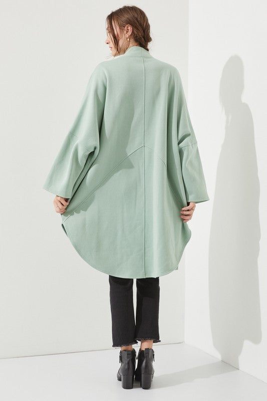 Jade By Jane Oversized Open Front Cardigan Sweater in Sage