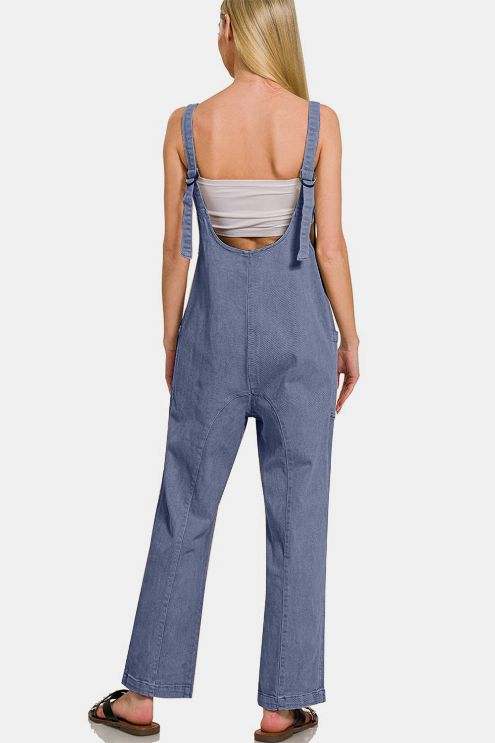 Zenana Cotton Wide Strap Jumpsuit