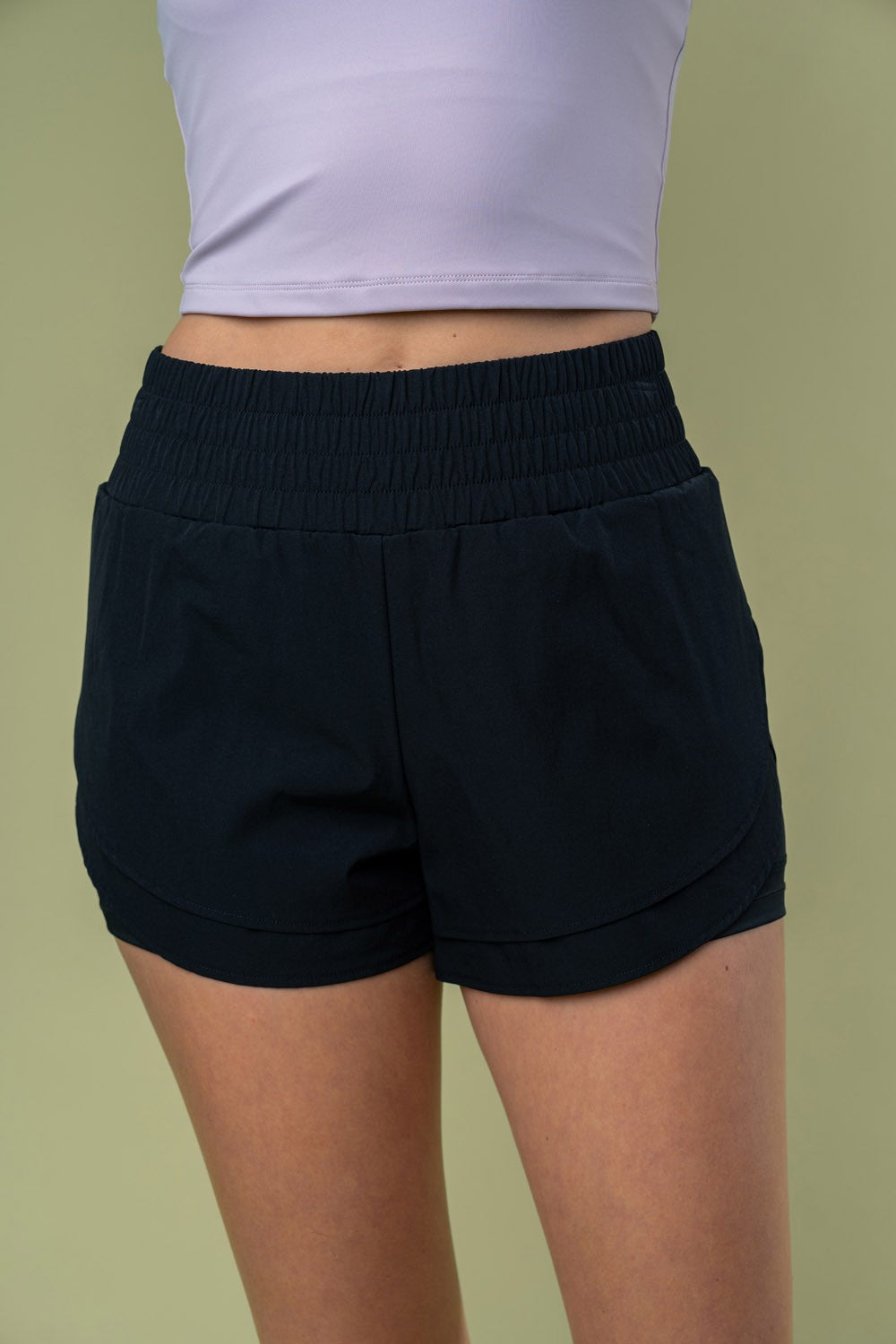 White Birch Activewear Pull-On Nylon Shorts with Pockets