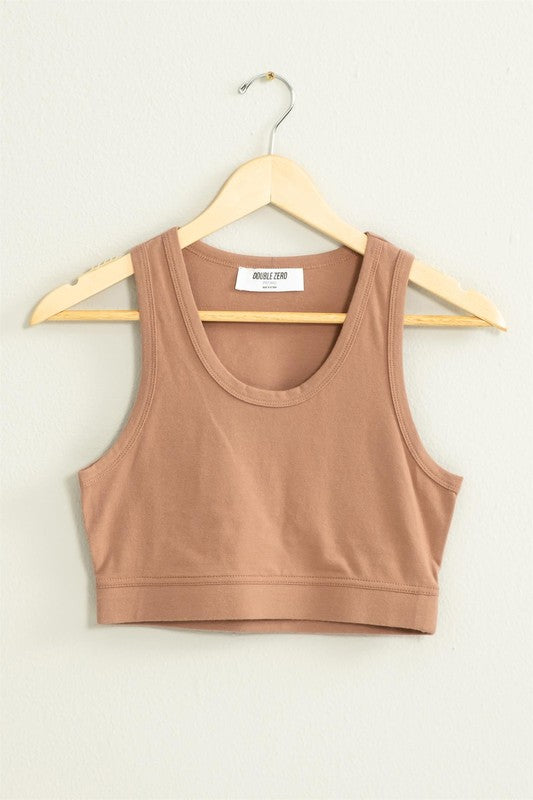 HYFVE Woven Cotton Cropped Scoop Neck Tank Top