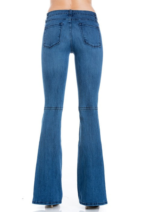 O2 Denim Mid Rise Flare Bell Bottom Denim Jeans