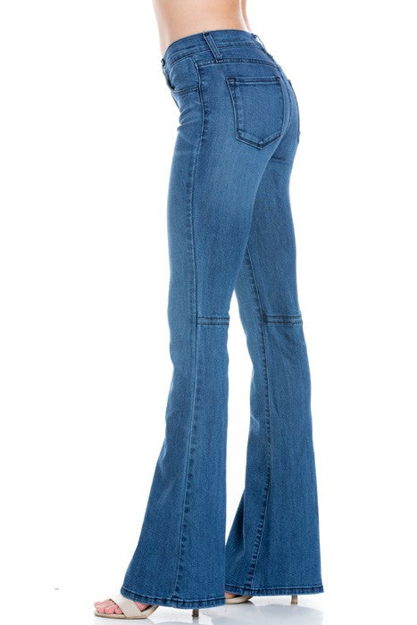 O2 Denim Mid Rise Flare Bell Bottom Denim Jeans