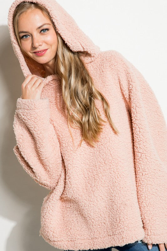 e Luna Fuzzy Faux Fur Oversized Hoodie Sweatshirt in 3 Colors