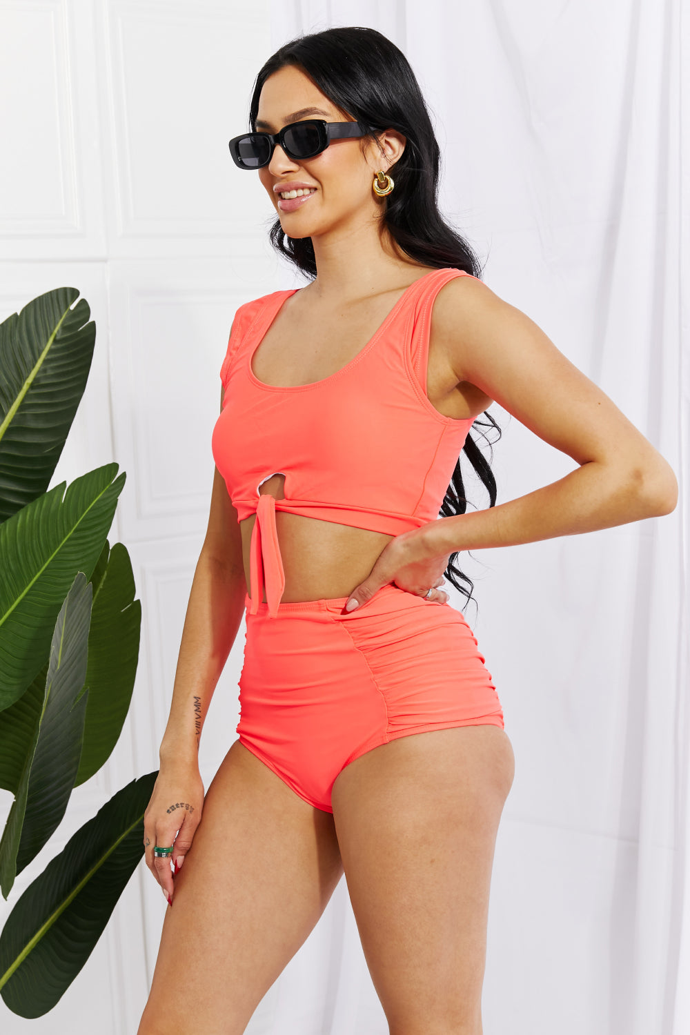 Marina West Swim Sanibel Crop Top and Ruched Bottoms Two Piece Swimsuit