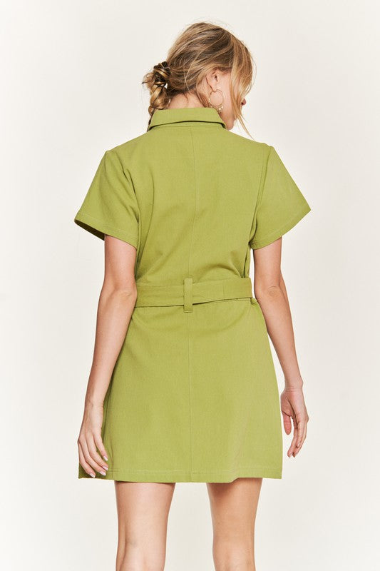 Jade By Jane Belted cotton short dress in 2 Colors