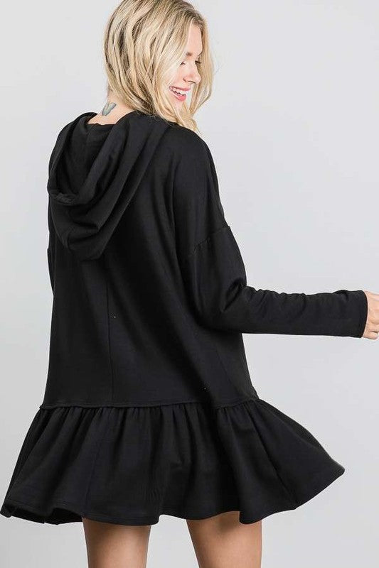 Jade by Jane Peplum Hoodie Sweatshirt in Black