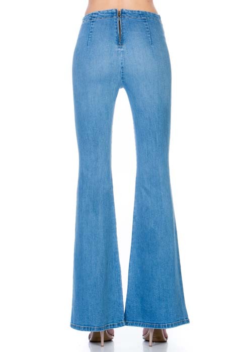 O2 Denim Zipper Back Flare Denim Jeans in 3 Color Washes