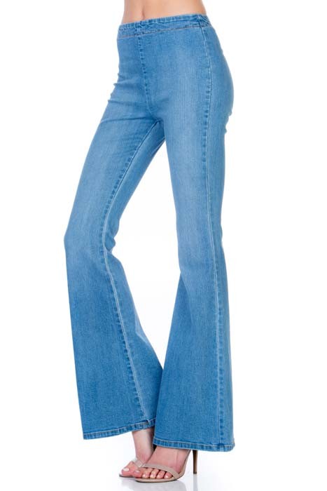 O2 Denim Zipper Back Flare Denim Jeans in 3 Color Washes