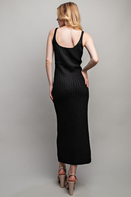 Sweet Generis Ribbed-Knit Bodycon Cami Maxi Dress in Black or Taupe