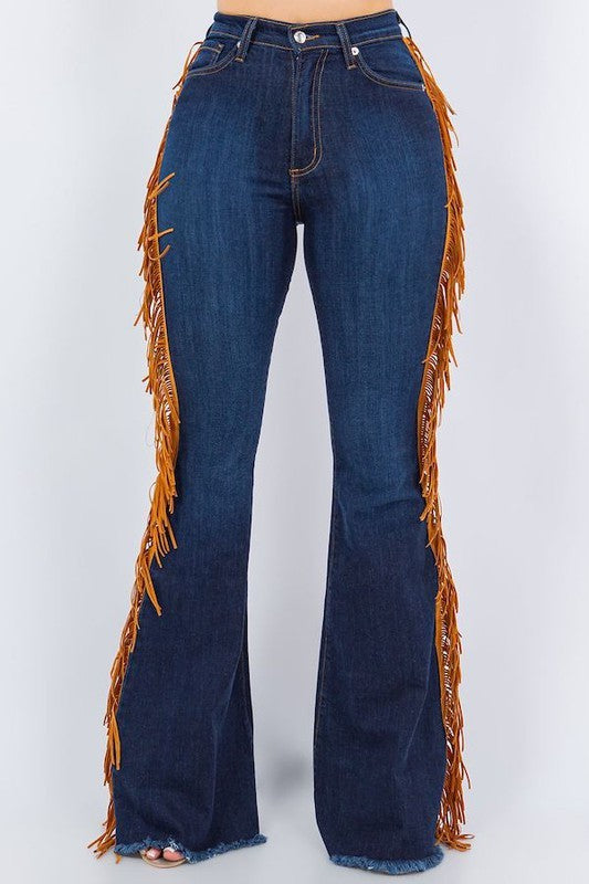 Fringe Bell Bottom in Dark Blue