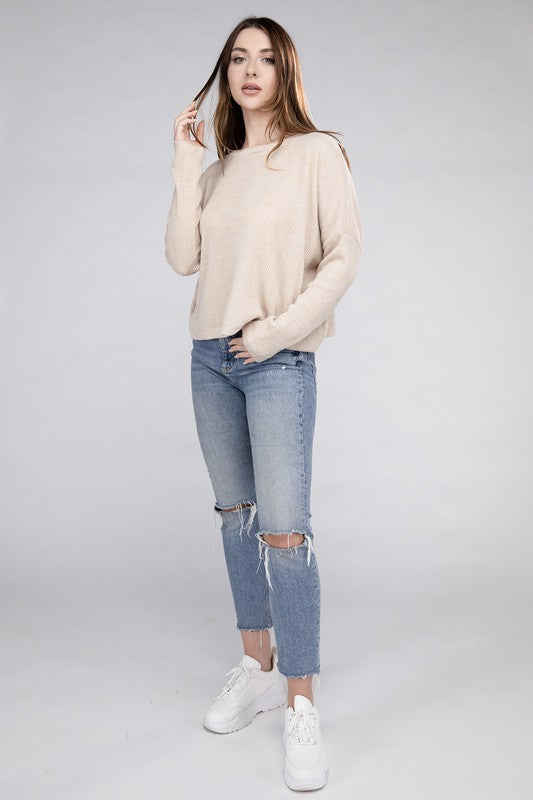 Zenana Soft Ribbed Knit Round Neck Cropped Sweater in 5 Colors