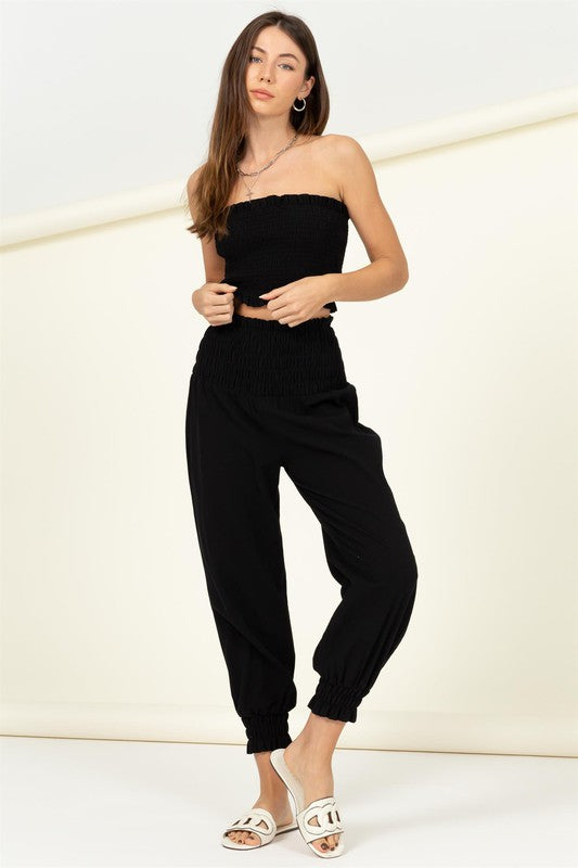 HYFVE Smocked Tube Top and Trousers Set in 2 Colors