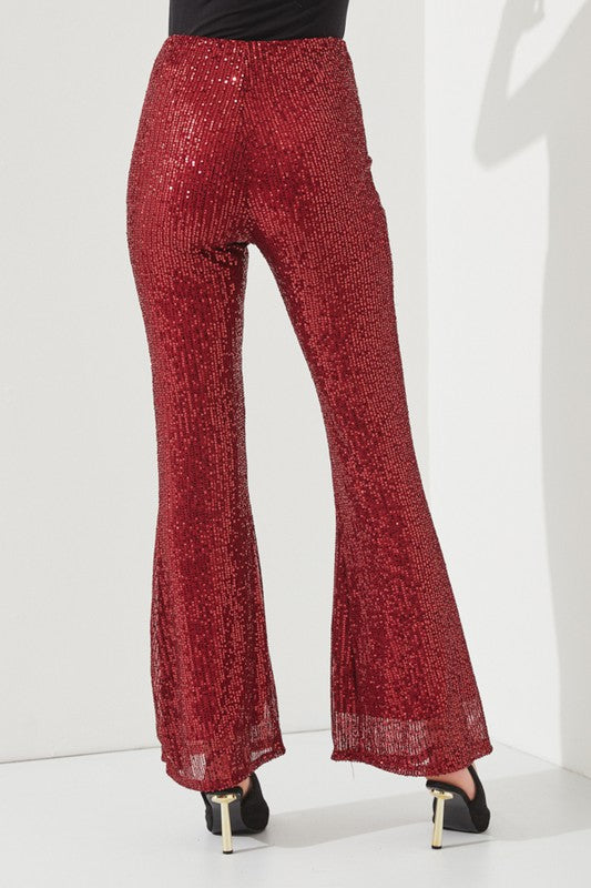 Jade By Jane Pull-On Flared Leg Sequin Pants in 3 Colors