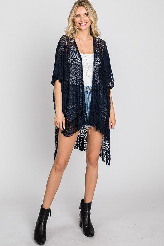 Jade By Jane One Size Lace Kimono Top