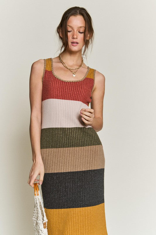 Jade by Jane Plus Colorblock Ribbed Knit Tank Dress