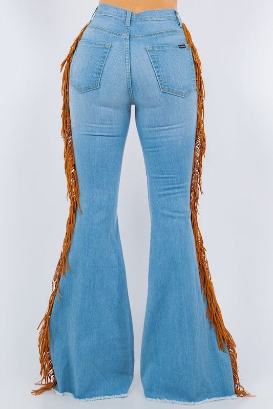 Fringe Bell Bottom In Light Blue