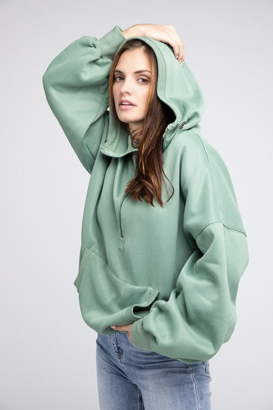 BiBi Oversized Half Zip Hoodie Sweatshirt in 4 Colors - Only Extra Large Available