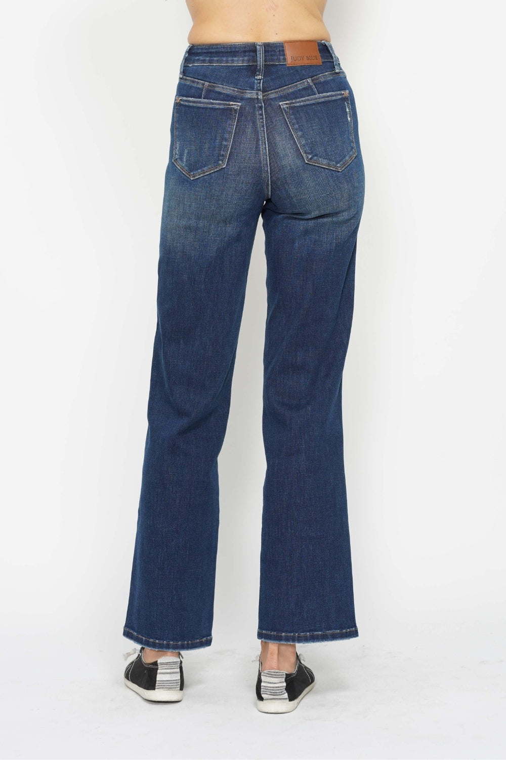 Judy Blue Full Size Tummy Control High Rise Straight Leg Jeans in Dark Wash Blue