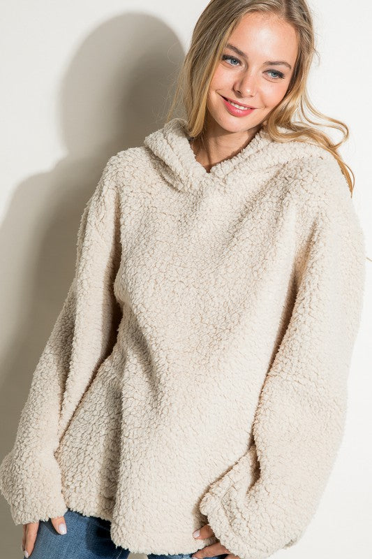 e Luna Fuzzy Faux Fur Oversized Hoodie Sweatshirt in 3 Colors