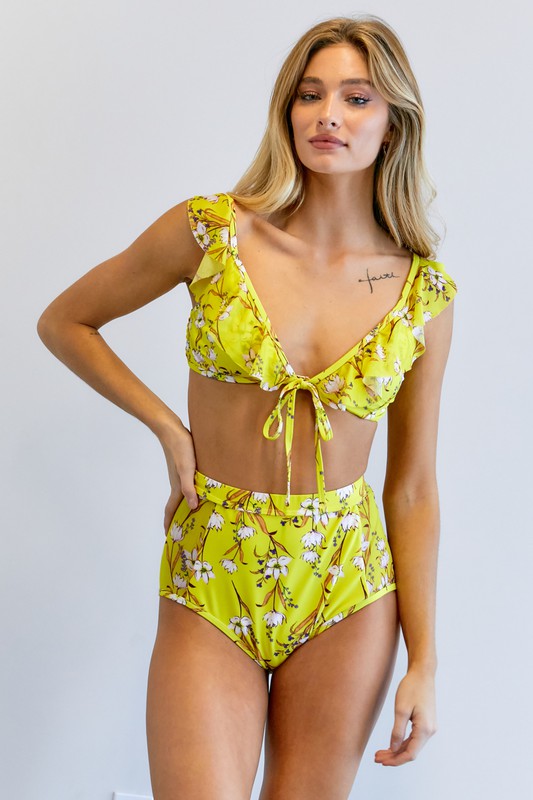 Davi & Dani Floral Printed Two Piece Swimsuit