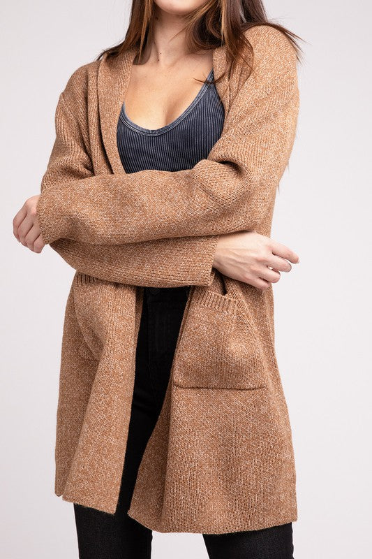 Zenana Hooded Open Front Tunic Cardigan Sweater in 4 Colors