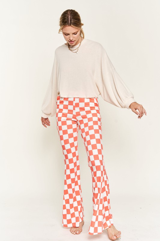 Jade By Jane Checkered Flare Leg Pants in 2 Colors