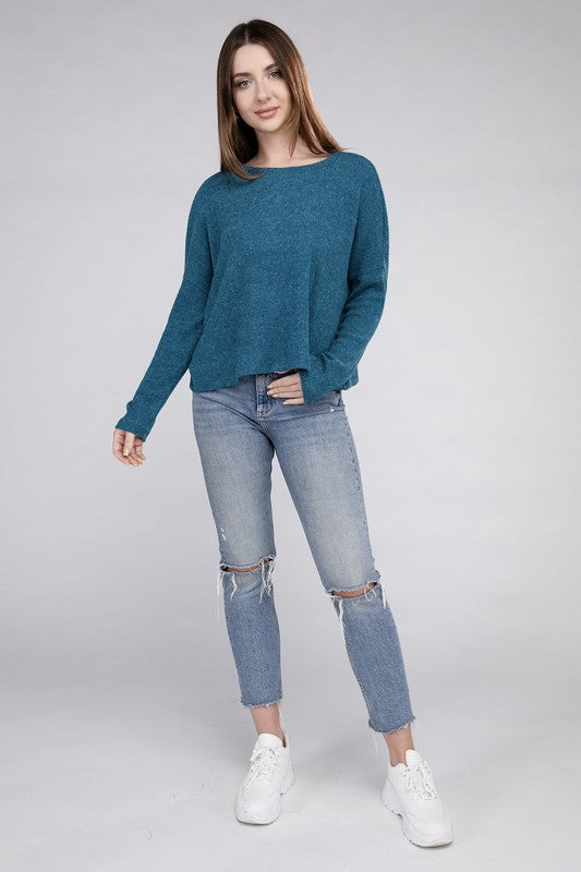 Zenana Soft Ribbed Knit Round Neck Cropped Sweater in 5 Colors