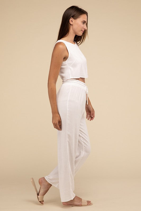 HYFVE Linen Blend Crop Tank and Pants Set in 2 Colors