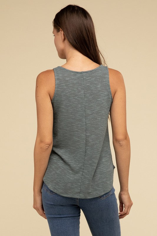 Zenana Slub Knit Relaxed V-Neck Cami Tank Top in 5 Colors