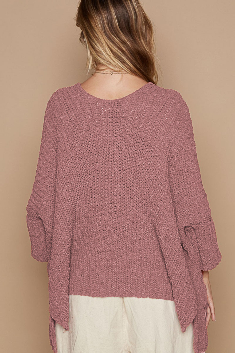 POL Open Front 3/4 Sleeve Cardigan Sweater with Pockets in Mauve NWT