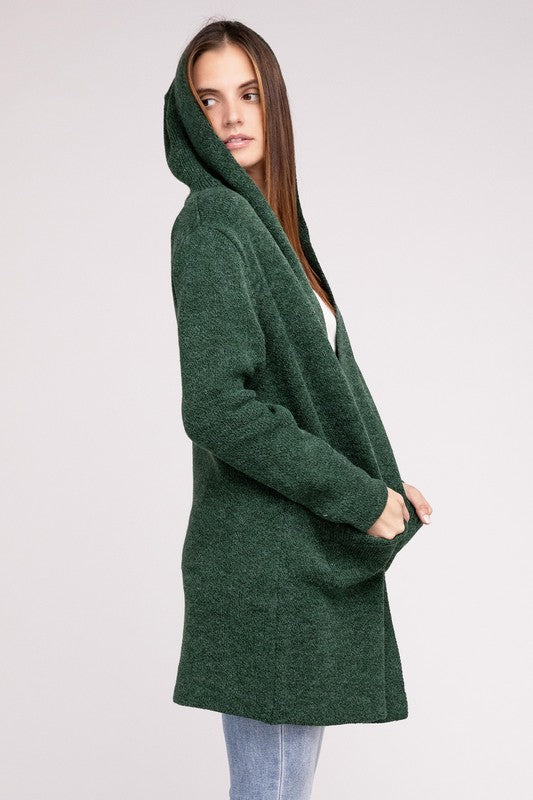 Zenana Hooded Open Front Tunic Cardigan Sweater in 4 Colors