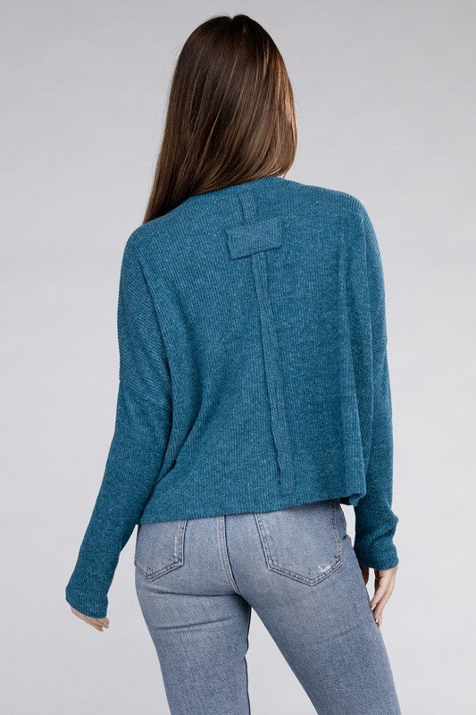 Zenana Soft Ribbed Knit Round Neck Cropped Sweater in 5 Colors