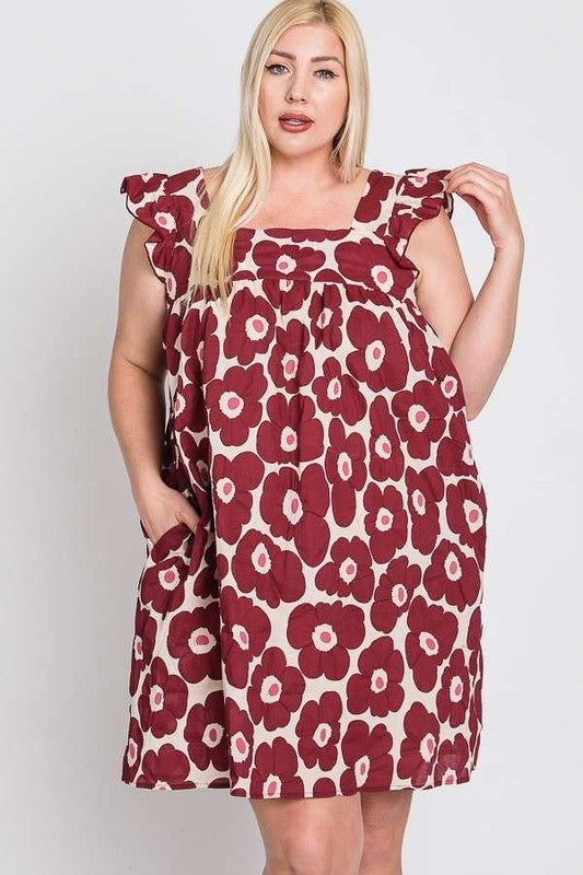 JADE BY JANE PLUS SIZE DAISY PRINT BABYDOLL DRESS