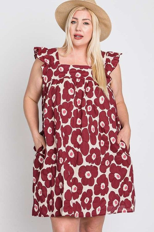 JADE BY JANE PLUS SIZE DAISY PRINT BABYDOLL DRESS