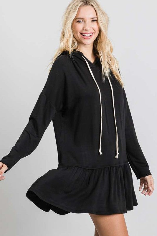 Jade by Jane Peplum Hoodie Sweatshirt in Black