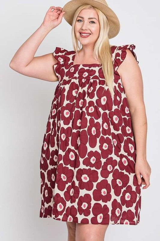 JADE BY JANE PLUS SIZE DAISY PRINT BABYDOLL DRESS