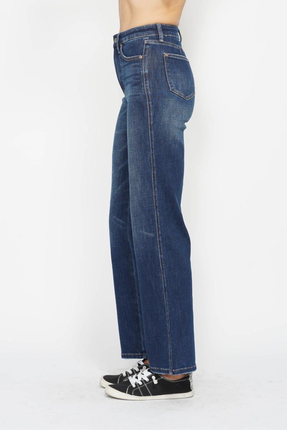 Judy Blue Full Size Tummy Control High Rise Straight Leg Jeans in Dark Wash Blue