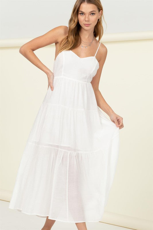 HYFVE Sweetheart Cutout Tiered Cami Midi Dress in 3 Colors