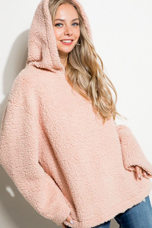 e Luna Fuzzy Faux Fur Oversized Hoodie Sweatshirt in 3 Colors