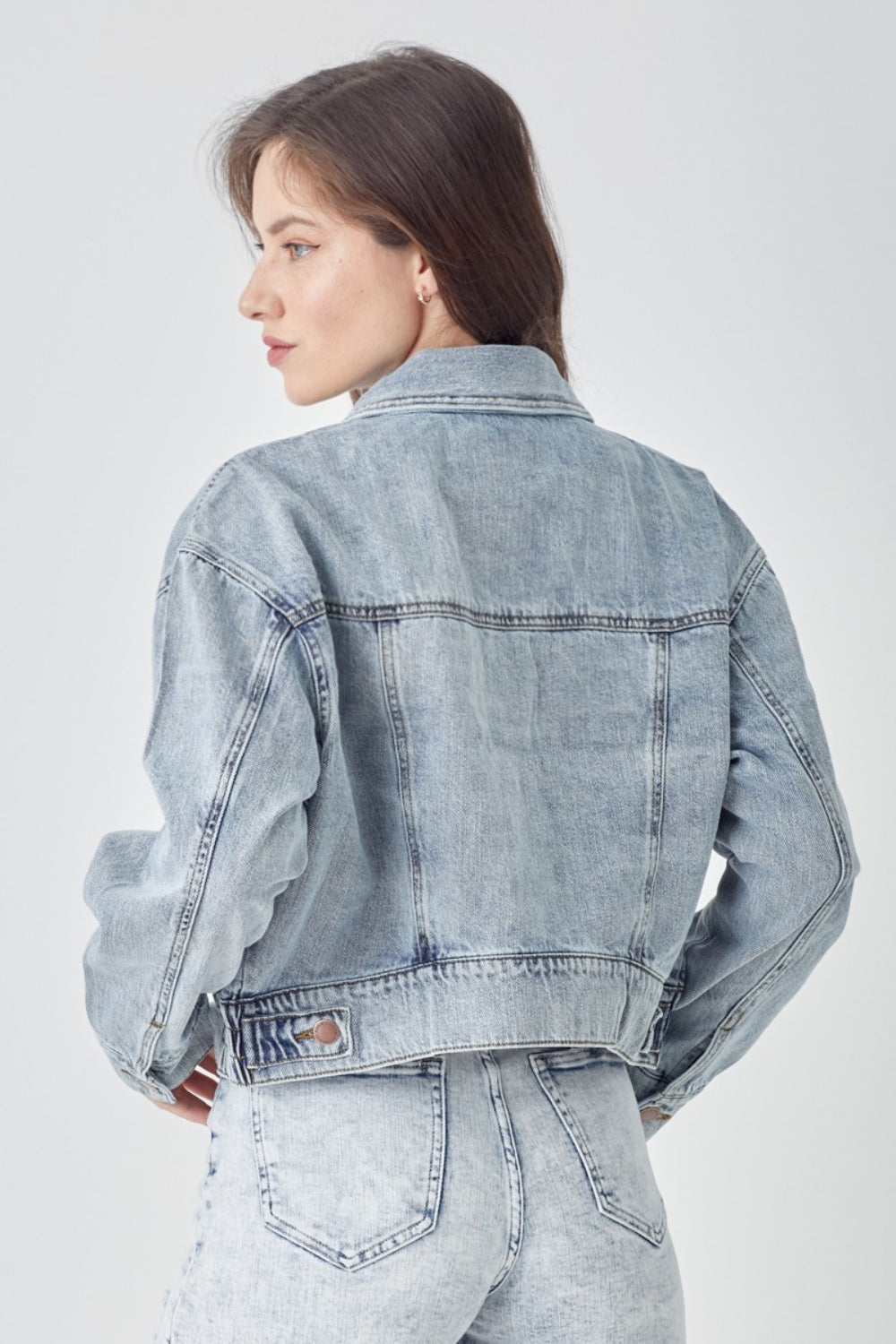 RISEN Cropped Faded Denim Jacket