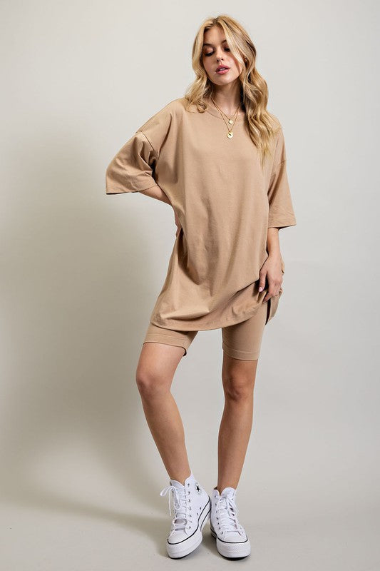 Sweet Generis Two Piece Oversized T-Shirt and Biker Shorts Set in 9 Colors