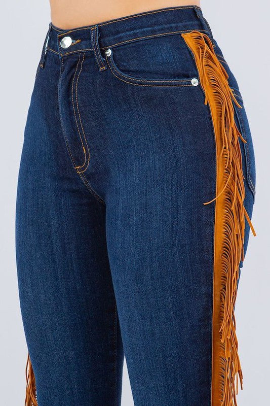 Fringe Bell Bottom in Dark Blue