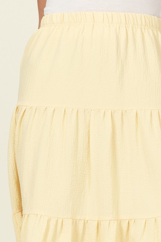 HYFVE Pull-On Tiered A-Line Midi Skirt in 4 Colors