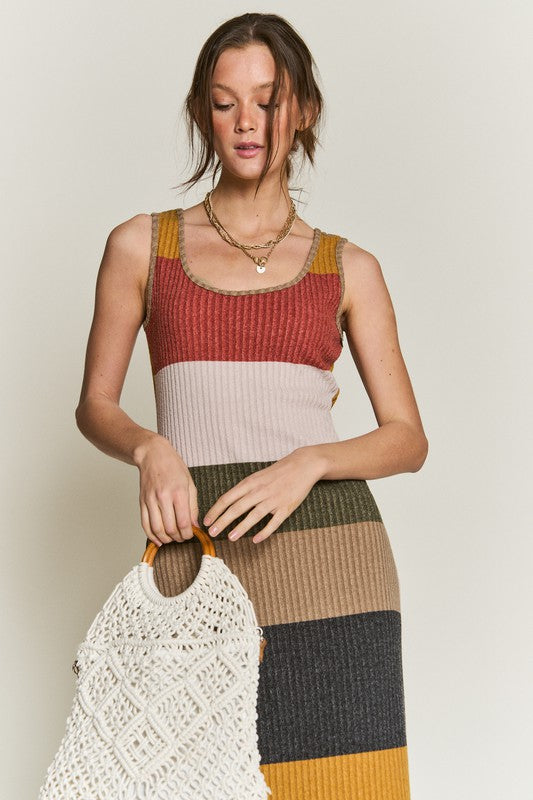 Jade by Jane Plus Colorblock Ribbed Knit Tank Dress