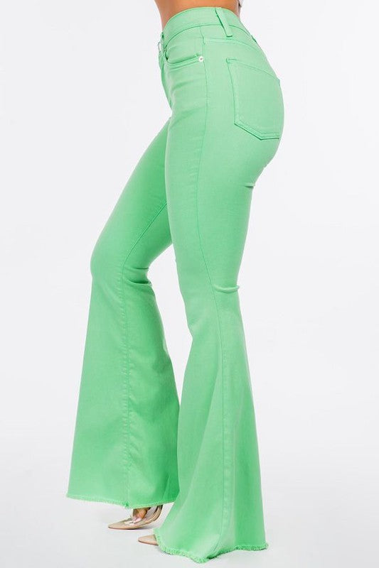 GJG Denim Bell Bottom Jeans in Lime