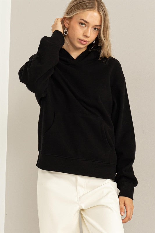 HYFVE Drop Shoulder Hoodie Sweatshirt in Black