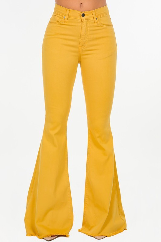 GJG Denim Bell Bottom in Mustard - Inseam 32