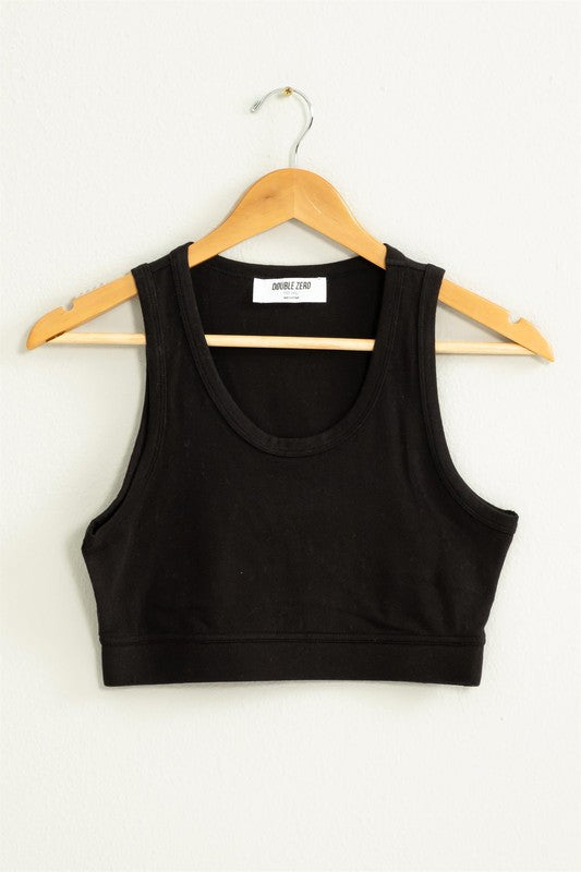 HYFVE Woven Cotton Cropped Scoop Neck Tank Top