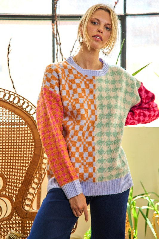 Jade By Jane Colorblock Patchwork Sweater