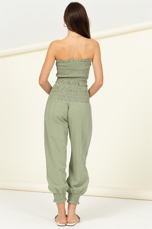 HYFVE Smocked Tube Top and Trousers Set in 2 Colors